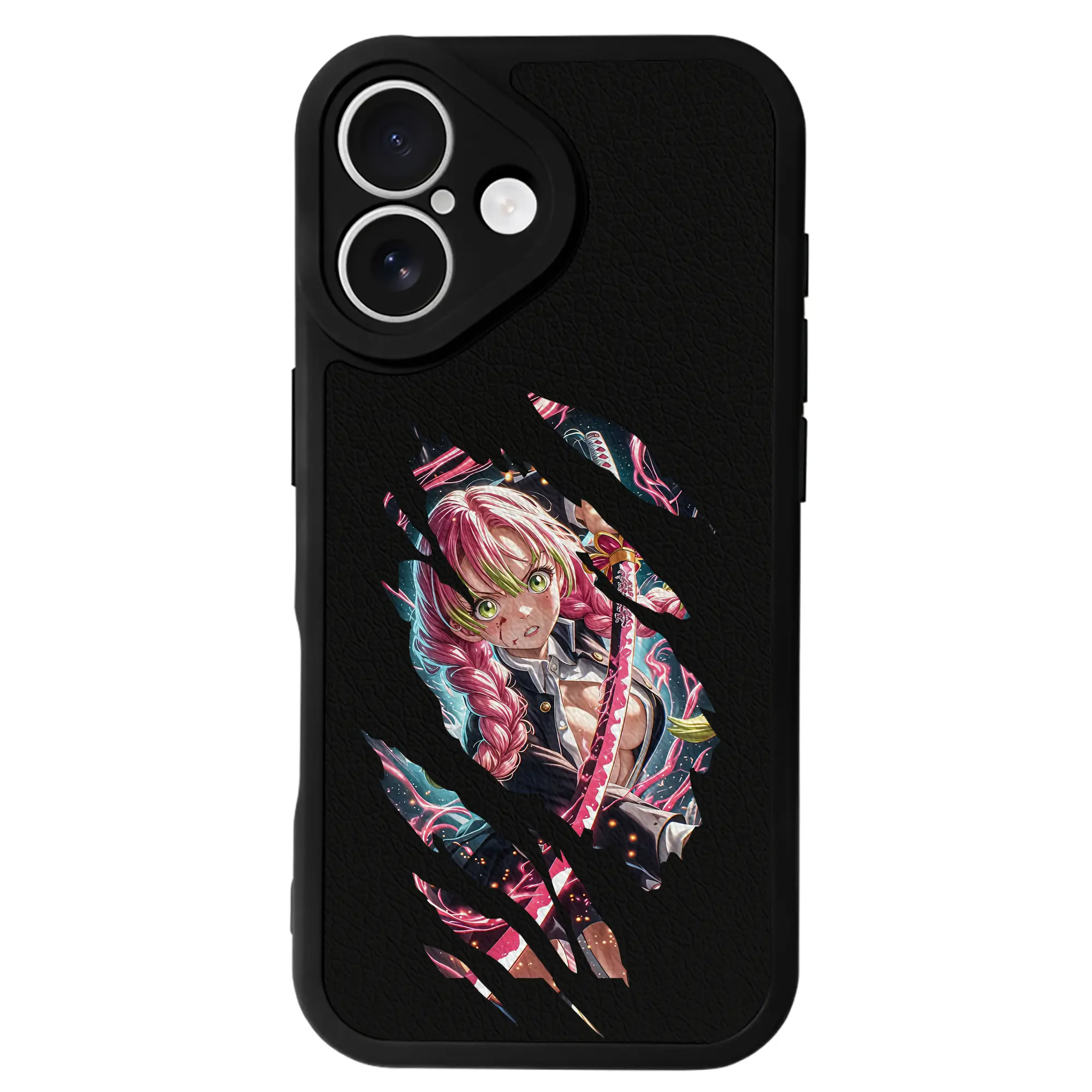 鬼滅の刃 グッズ,甘露寺 蜜璃 - IPhone 16シリーズ対応 ・ シリコンスマホケース ・ レザー調 ・ 高精度フィット ・ 耐衝撃 ・ ワイヤレス充電対応 ・ 精密カット